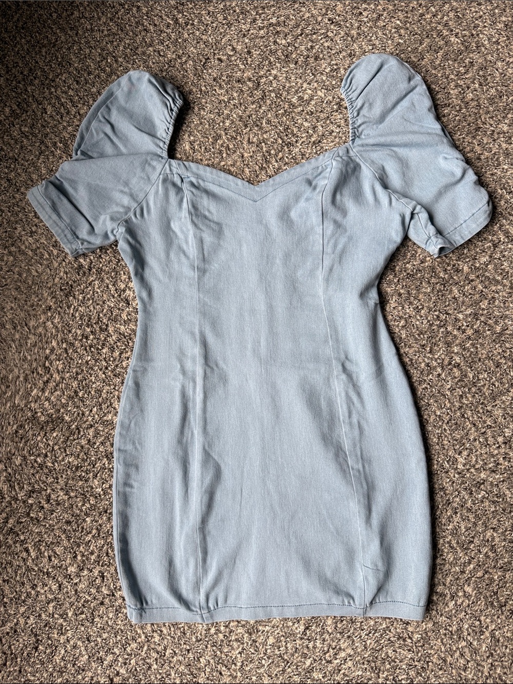 Jealous Tomato Light Blue Denim Puff Sleeve Mini Dress